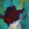 Nautilus is a large painting featuring organic shapes and shades of the world under water. it has been built from a multitude of colour layers, which provides the painting with an intriguing depth.