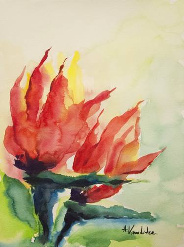Original Expressionism Floral Paintings by A V