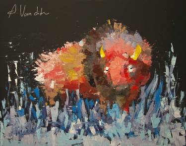 Original Abstract Expressionism Animal Paintings by A V