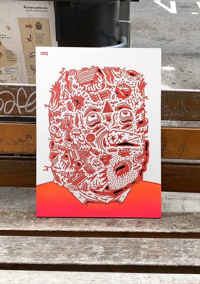 Original Street Art People Painting by Vicente Aguado