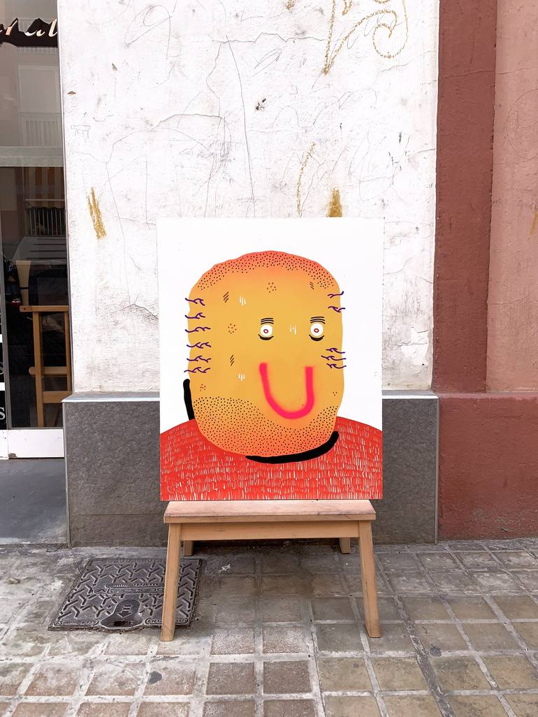 Original Street Art Portrait Painting by Vicente Aguado