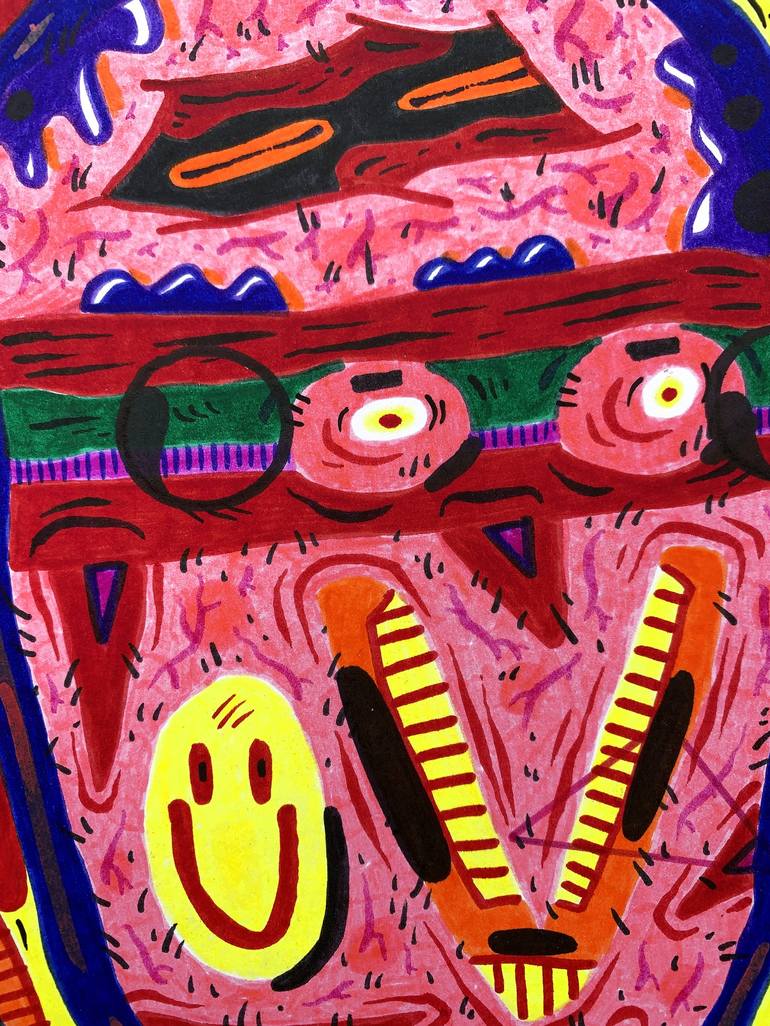 Original Expressionism People Drawing by Vicente Aguado