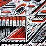 Marker and black pen on paper.
Drawing on printed comic pages.
Joined with masking tape in the back side.
