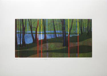 Himmelpfort-Moderfitzsee (3), Holzdruck, 4-farbig, 15x25, auf Dorée 50x70 cm, 2015 thumb