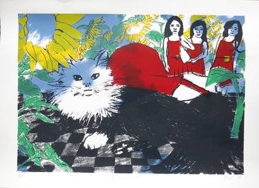 Original Figurative Cats Printmaking by Skadi Engeln