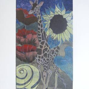 Collection Giraffes in Berry  woodcuts 2022