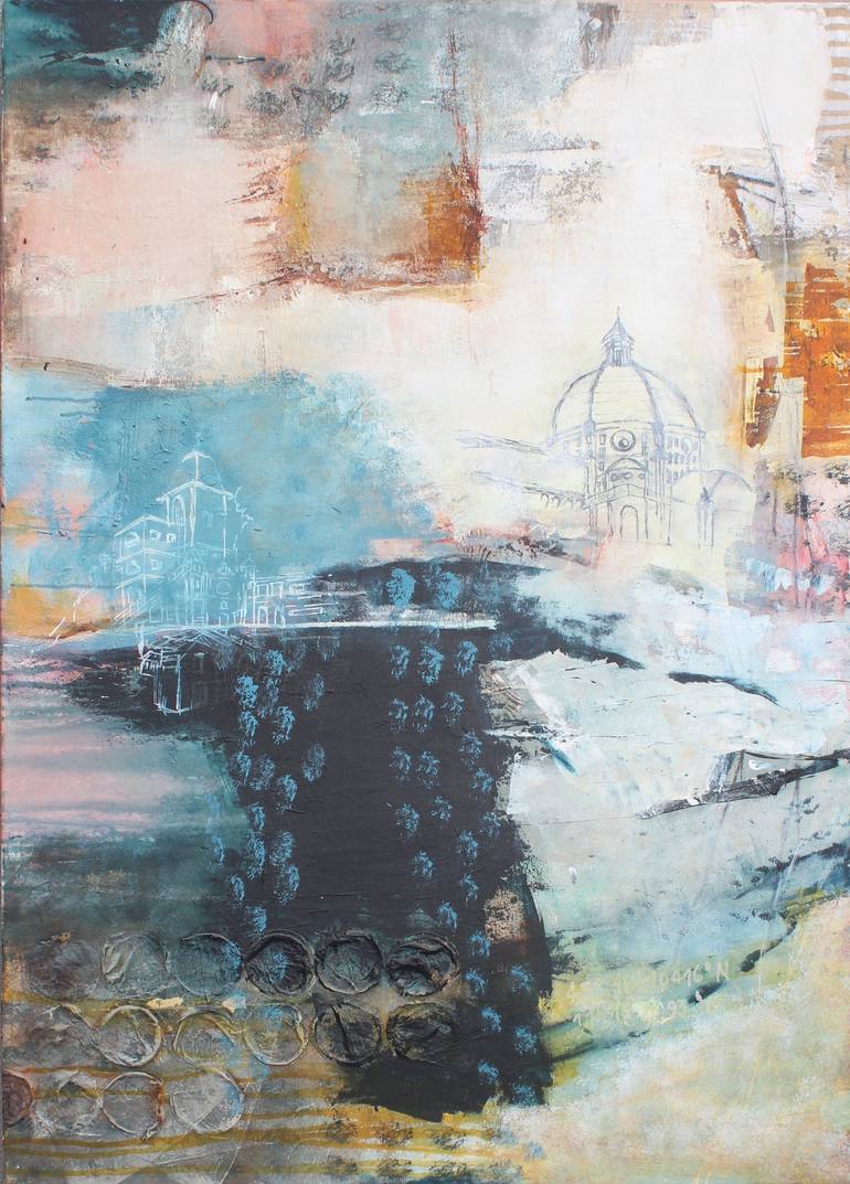 Original Abstract Cities Painting by Claudia Geil