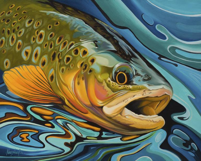Trout-1 Painting by Naushad Waheed Manik