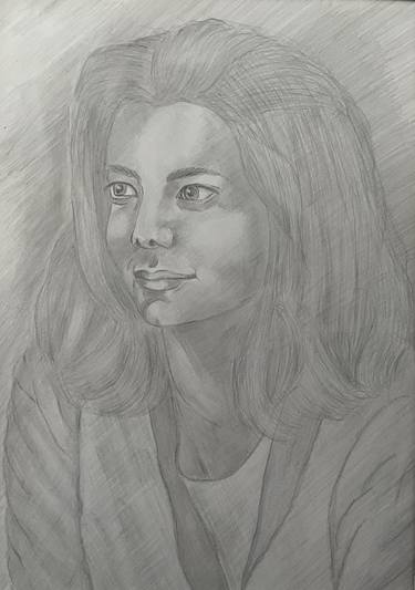Head and shoulders of Laetitia | Silverpoint drawing thumb