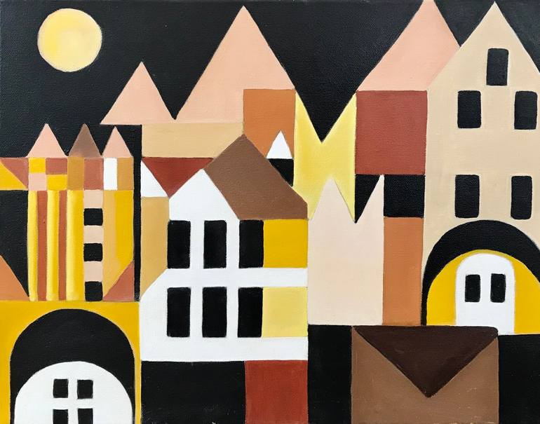 Original Art Deco Abstract Painting by Margot Stinton