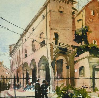 Original Street Art Architecture Painting by Steven Lush Aws