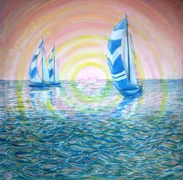 Print of Art Deco Seascape Paintings by Elena Sharagova