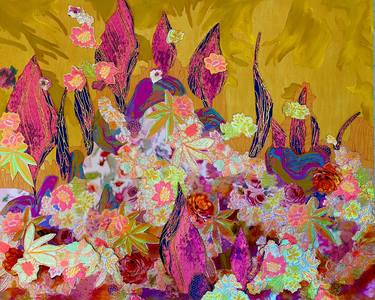 Original Abstract Botanic Mixed Media by Leisa Rich