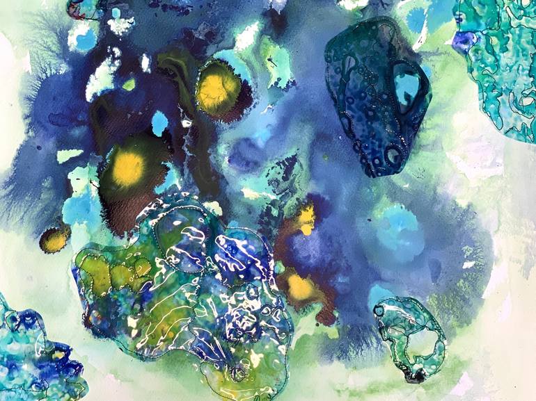 Original Abstract Water Collage by Leisa Rich