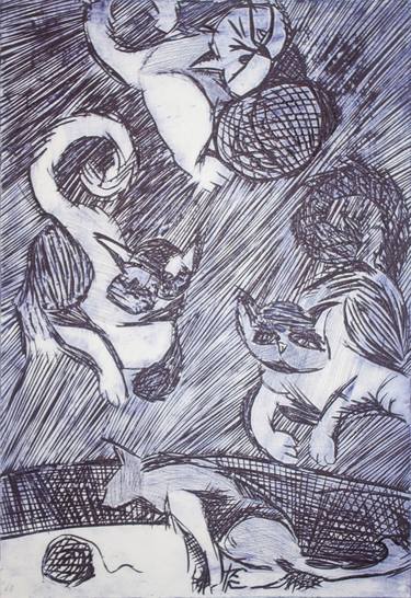 monochrome printmaking cats thumb