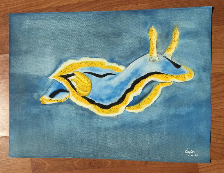 Original Illustration Fish Painting by ozgun evren erturk