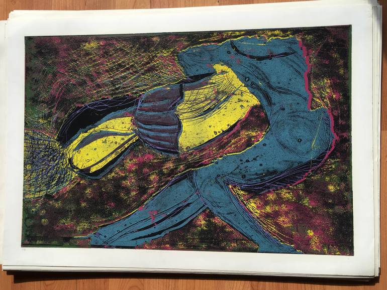 Original Illustration People Printmaking by Ozgun Evren Erturk