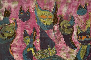 Print of Fine Art Cats Printmaking by ozgun evren erturk