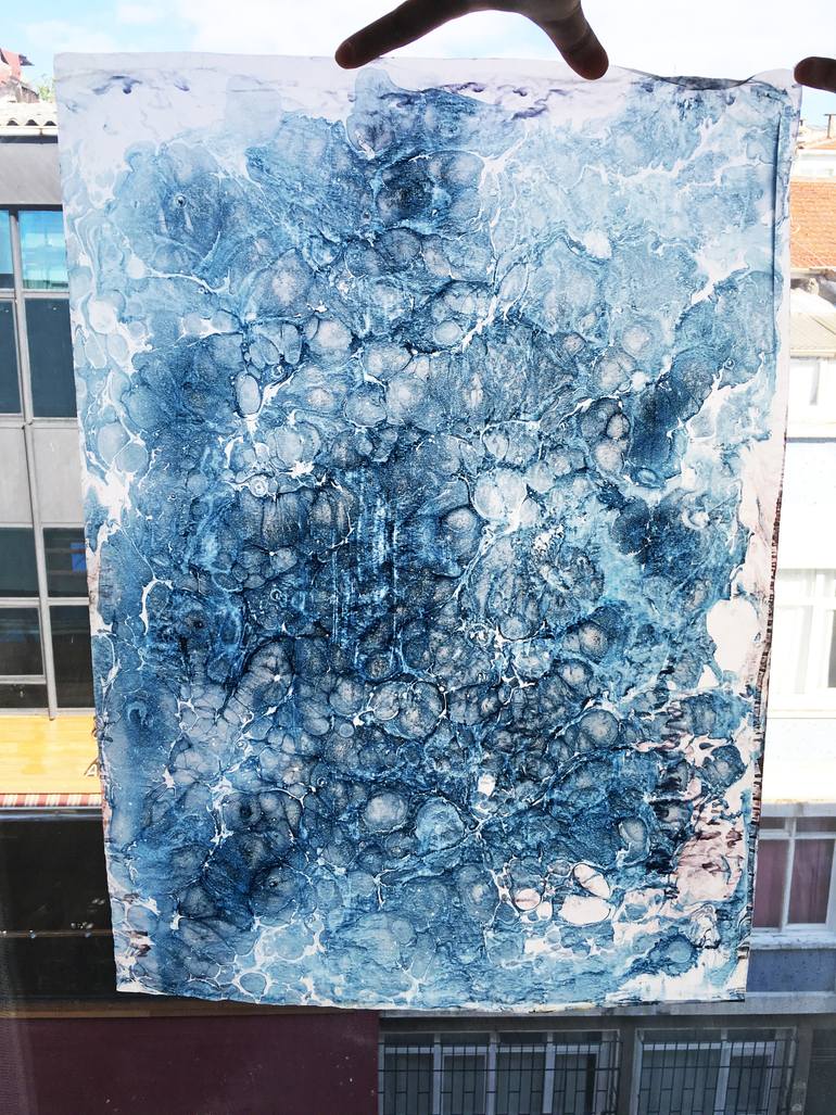 Original Illustration Beach Painting by Ozgun Evren Erturk