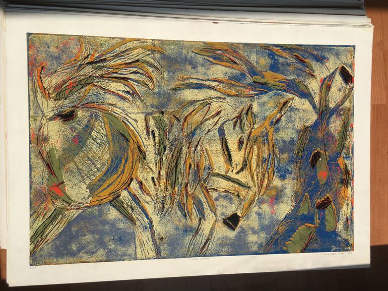Original Horse Printmaking by ozgun evren erturk