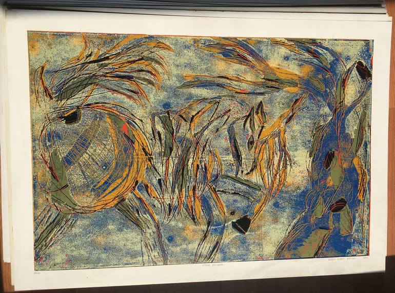 Original Horse Printmaking by ozgun evren erturk