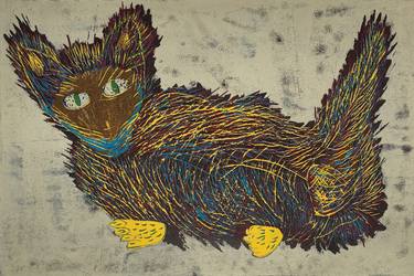 Print of Cats Printmaking by ozgun evren erturk