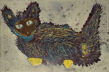 Print of Cats Printmaking by ozgun evren erturk