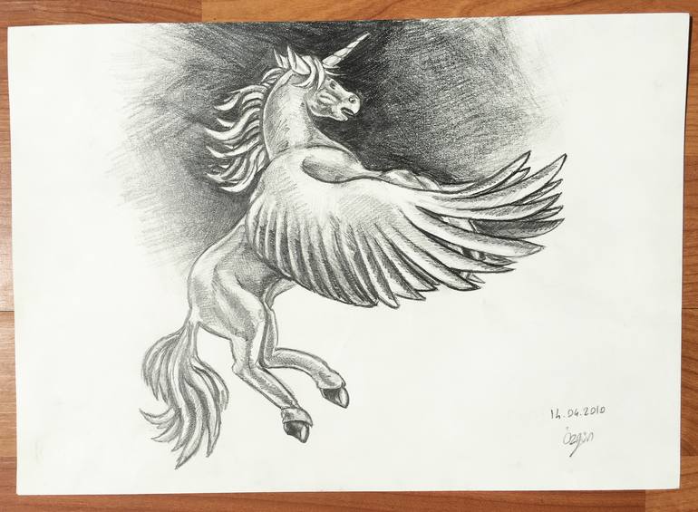 Original Horse Drawing by ozgun evren erturk