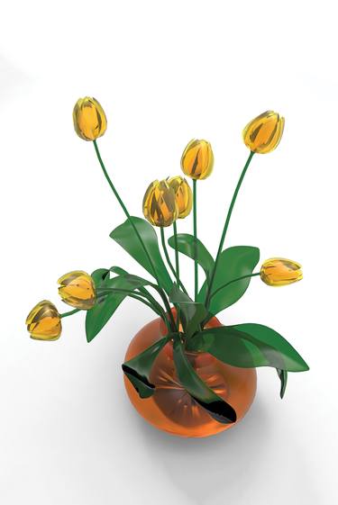 transparent glass tulip 3D drawing (yellow) thumb