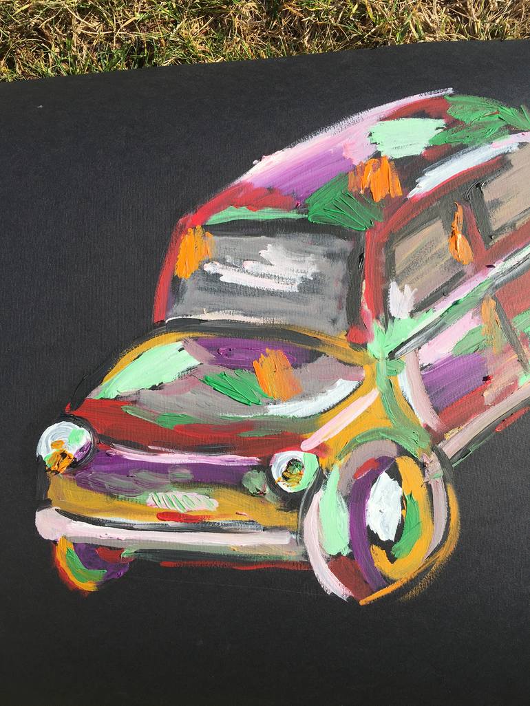 Original Cubism Car Painting by ozgun evren erturk
