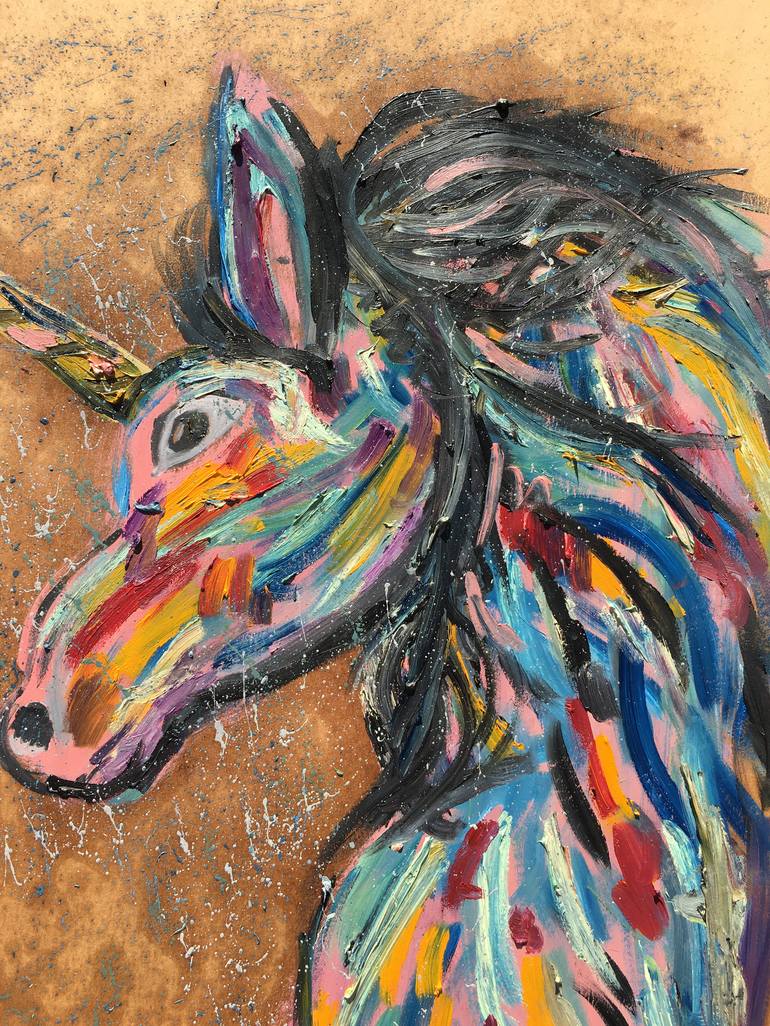 Original Illustration Horse Painting by ozgun evren erturk