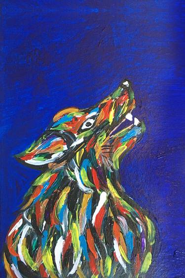 Colorful wolf in the night thumb