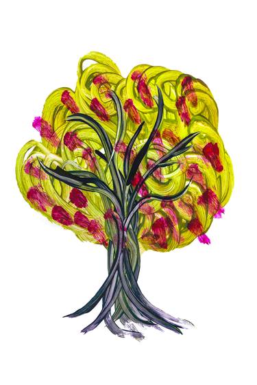 Print of Illustration Tree Mixed Media by ozgun evren erturk