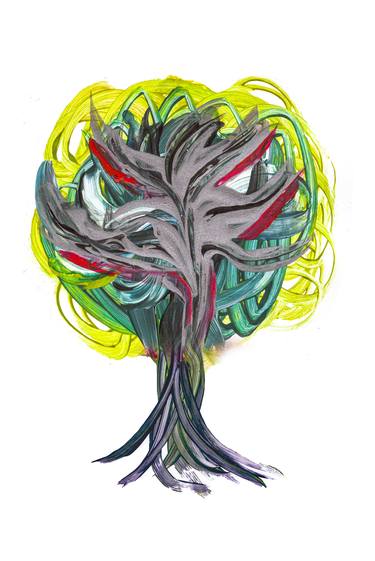 Original Illustration Tree Mixed Media by ozgun evren erturk