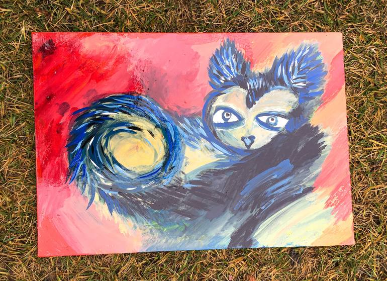 Original Pop Art Cats Painting by ozgun evren erturk