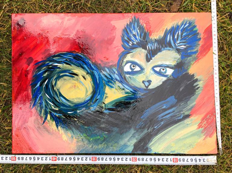Original Pop Art Cats Painting by ozgun evren erturk