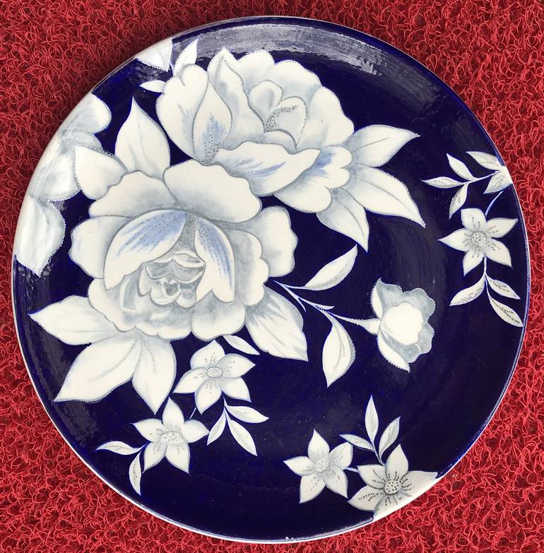 azulejo tile art rose plate - Print