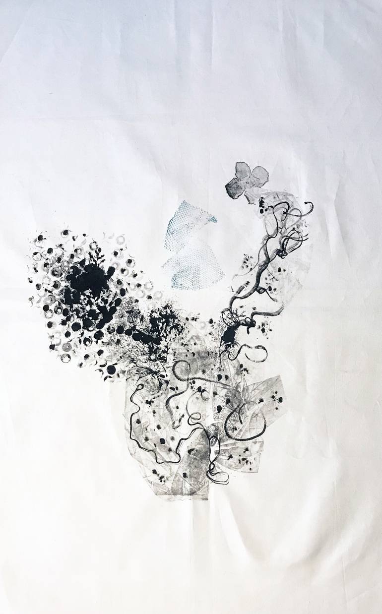 Original Abstract Garden Painting by Ozgun Evren Erturk