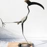 A migratory bird from northern Europe flies south in the winter.
“sculpture has one leg that move into 2 positions”