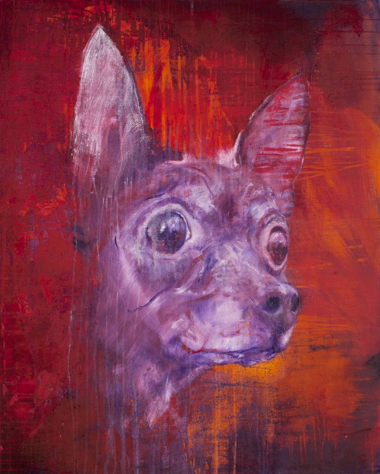 Original Figurative Dogs Paintings by Margit Platny