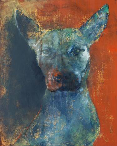 Original Figurative Dogs Paintings by Margit Platny