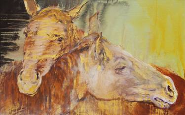 Original Figurative Horse Paintings by Margit Platny