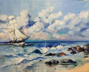 Print of Modern Sailboat Paintings by Lorand Sipos