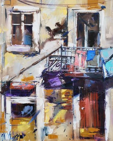 Original Abstract Architecture Painting by Lorand Sipos