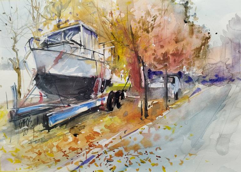 Print of Impressionism Boat Paintings by Lorand Sipos