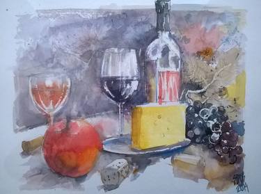 Apple, wine, cheese. SOLD thumb