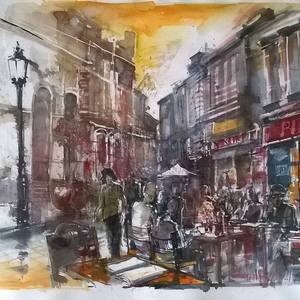 Collection Watercolor landscapes, wines, cityscapes, women.