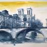 Collection Watercolor landscapes, wines, cityscapes, women.