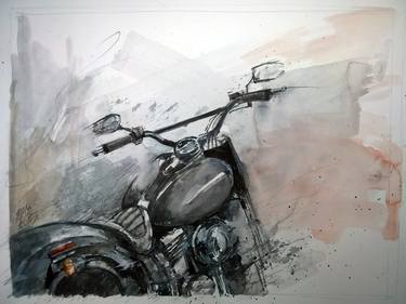 Print of Fine Art Motorbike Paintings by Lorand Sipos