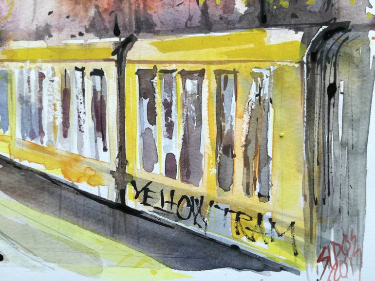 Original Illustration Cities Painting by Lorand Sipos
